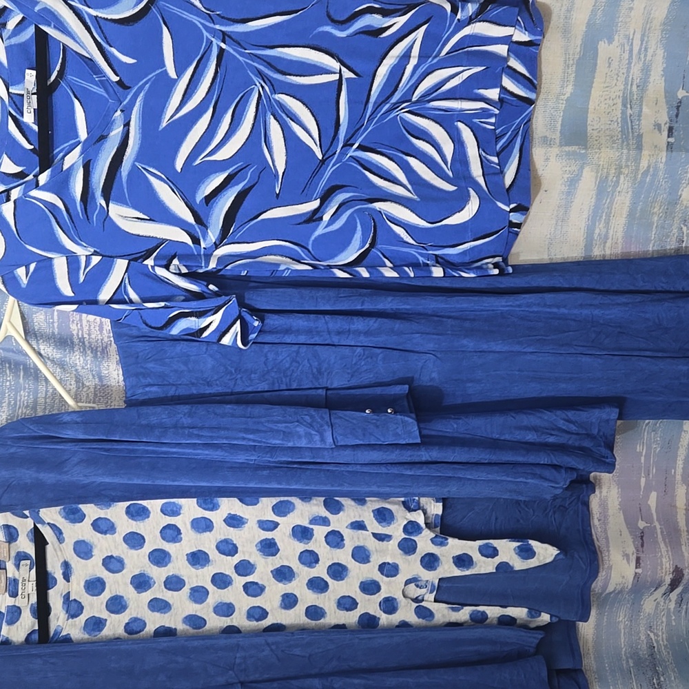 Chico's Southbeach Pantsuit Blue/White Trio - Picture 8 of 10
